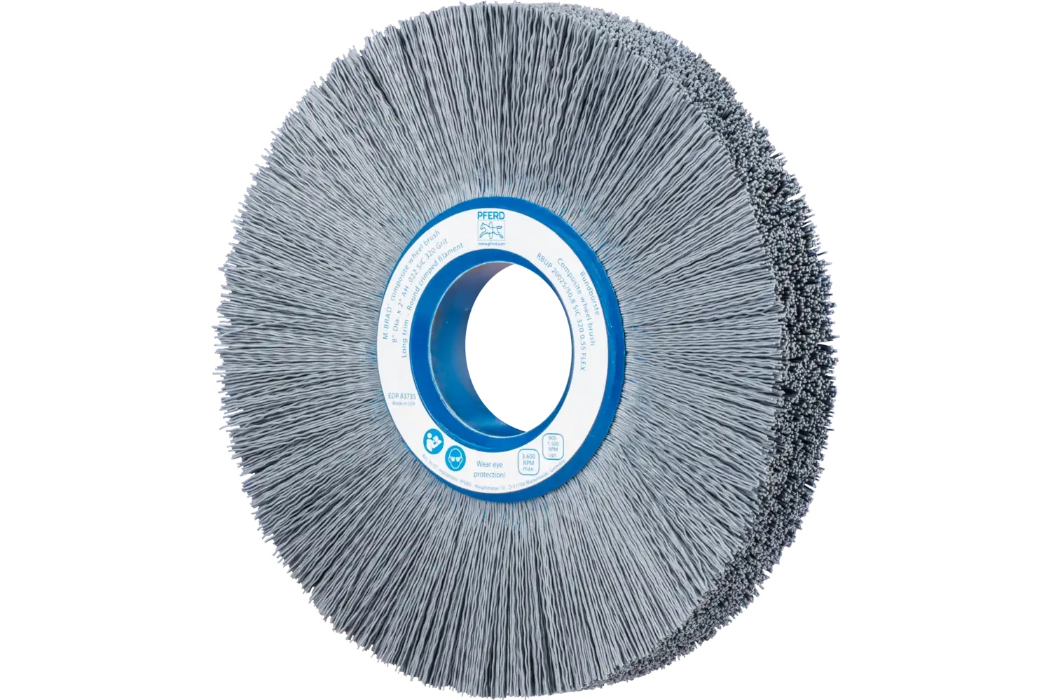 Picture of Pferd M-BRAD® Composite Wheel Brush 8" Dia. .022/320 Grit Silicon Carbide 2" Arbor